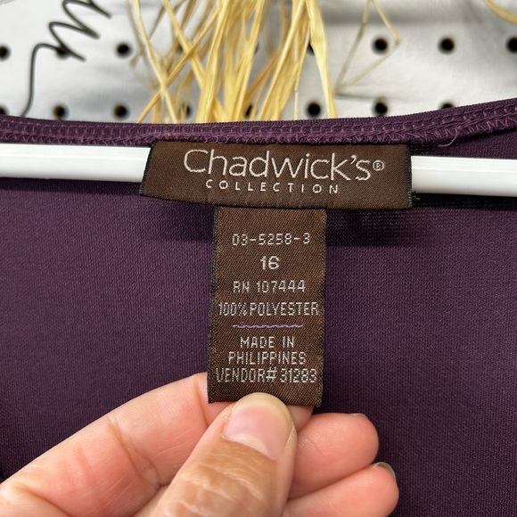 Chadwicks Deep Purple Long Sleeve Dress size 16 - Picture 3 of 4